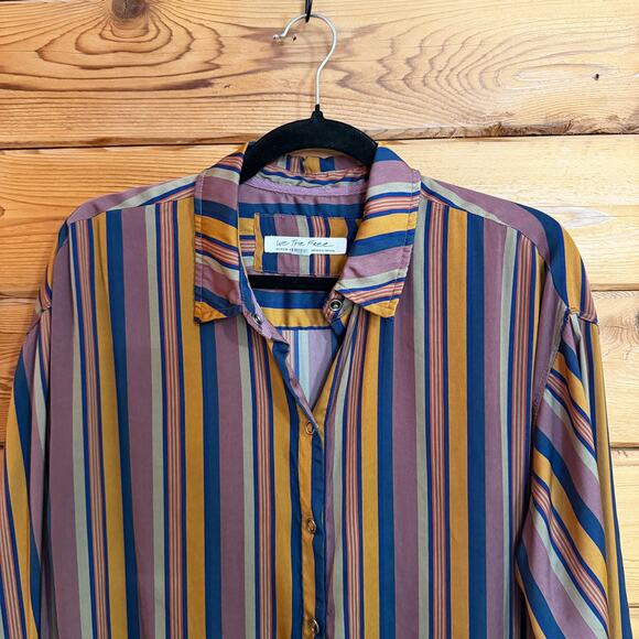 Free People All Smiles Striped Shirt Medium - Picture 2 of 6